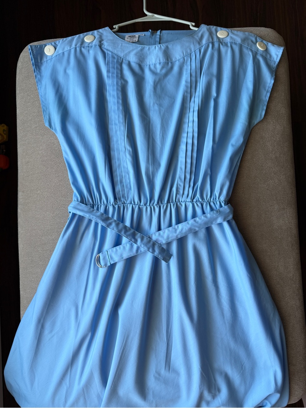 Vintage- Light Blue Belted Pleated Dress